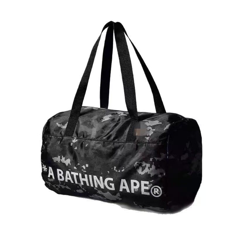 BAPE กระเป๋าสะพายไหล่ Unisex กระเป๋าเดินทางสีดํา