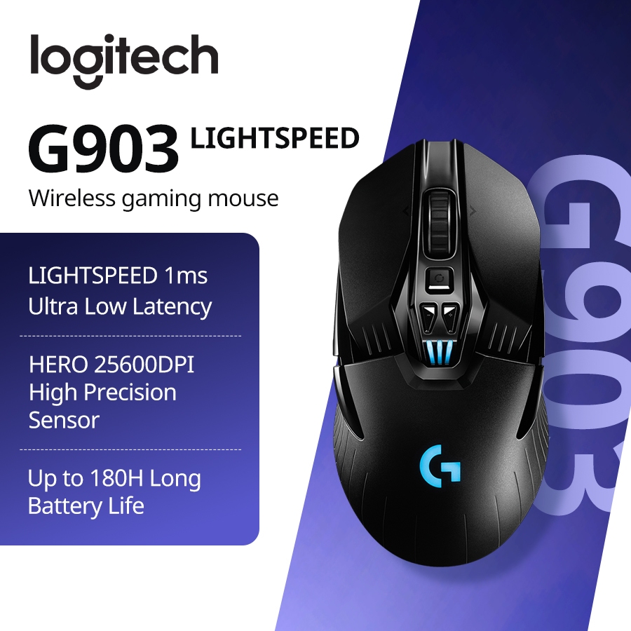 Logitech G903 LIGHTSPEED เมาส์เกมมิ่งไร้สาย HERO 25K เซนเซอร์ RGB