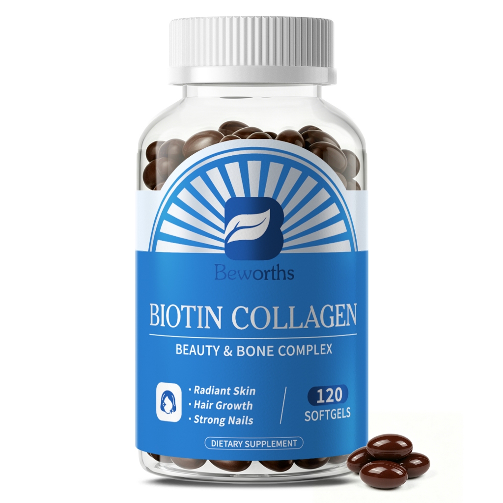 Beworths Biotin & Collagen Supplement with Keratin อาหารเสริม บํารุงเล็บ และผมร่วง สําหรับผู้หญิงและผู้ชาย แคปซูลวิตามินรวม