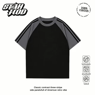 STAHOOD เสื้อยืดสีพื้นชายหญิง โอเวอร์ไซซ์ แขนสั้น ผ้าฝ้าย100% คอกลม หลวมระบายอากาศ#N
