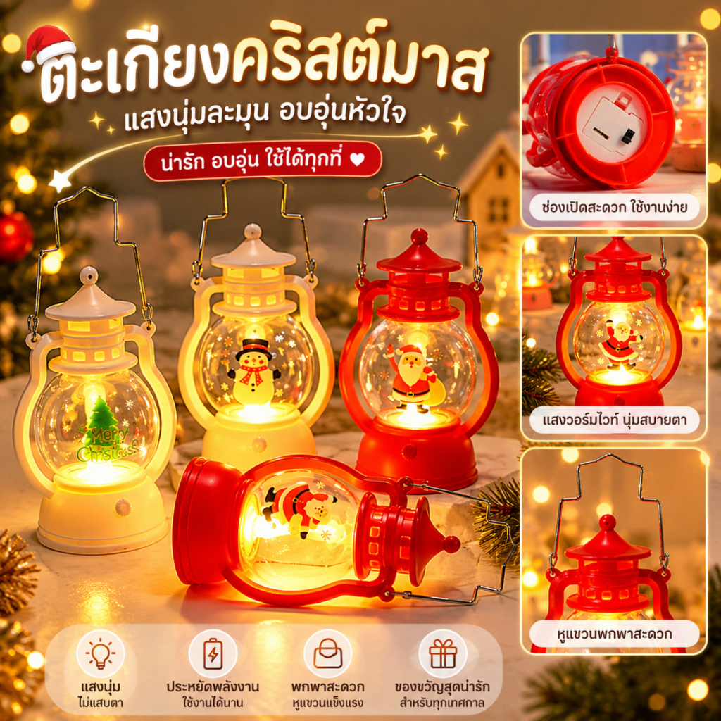 โคมไฟคริสต์มาส LED รูปซานตาคลอส ไฟประดับตกแต่งบ้าน แขวนหน้าต่าง ร้านค้า ห้างสรรพสินค้า A00224