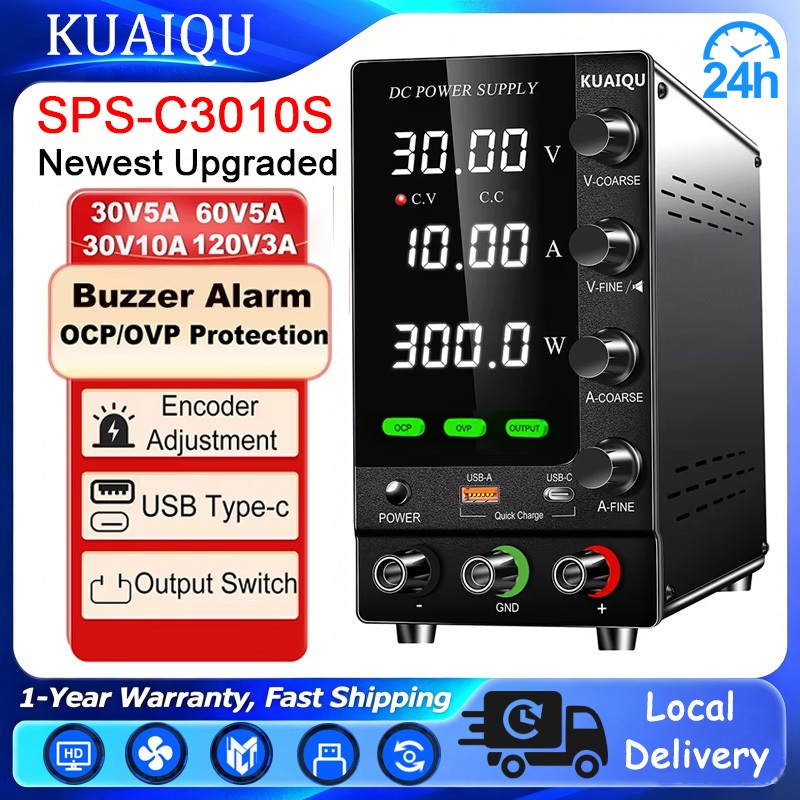 KUAIQU อัพเกรดตัวแปรปรับ Switching DC Power Supply 30V 10A Bench Power Supply 60V 5A,OCP OVP OUTPUT สวิทช์, SPS-C3010S