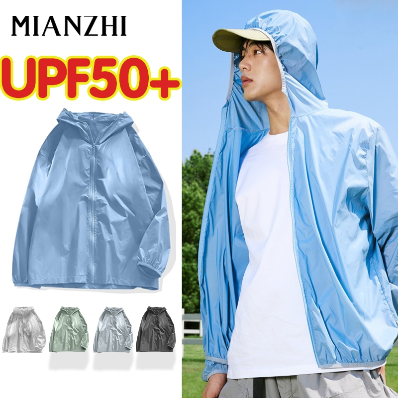 MIANZHI ผู้ชายและผู้หญิง เสื้อคลุมฮู้ดกันแดด UPF50+ กันน้ำกันฝน ผ้าเย็นเหมือนแอร์ เนื้อบางเบา ใส่สบาย ไม่อับชื้น M-4XL ส่งจากกรุงเทพฯ