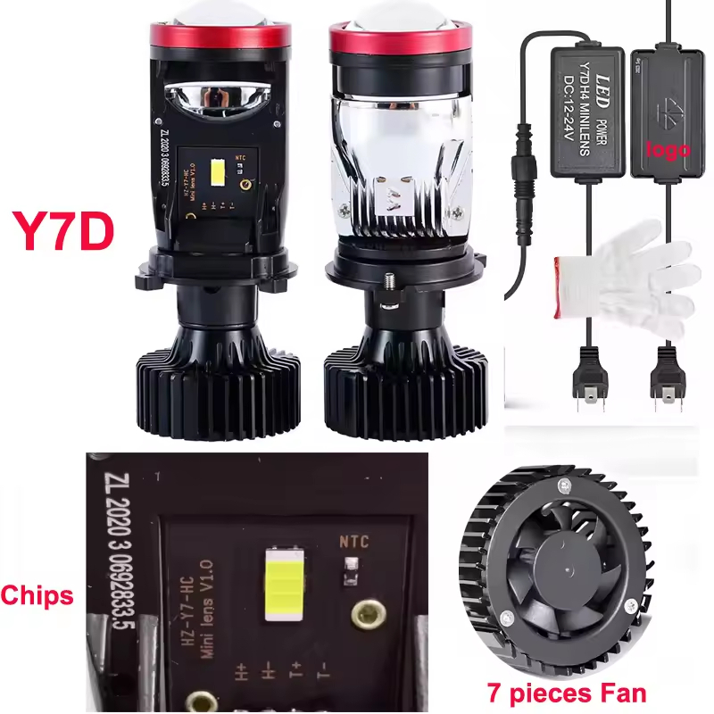 Y7D LED H4 Bi Canbus Mini เลนส์ 6000K High Low Beam Super Bright CSP Chips Auto รถโคมไฟ HD โปรเจคเตอร์เลนส์ LHD 12V 24V