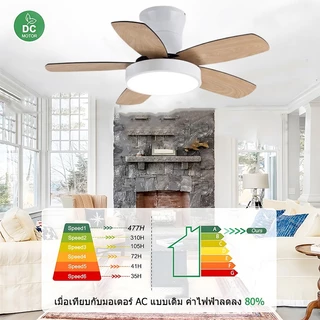 GOGEOUS พัดลมเพดาน มีไฟ led 52/48 นิ้ว พัดลมเพดานพร้อมไฟ ใบพัดไม้ 5 ใบ มอเตอร์ DC ประหยัดไฟ 6 ระดับความเร็ว ปรับแสง ไฟ3สี + ตั้งเวลา พร้อมรีโมท สไตล์นอร์ดิก เหมาะสำหรับห้องนั่งเล่น/ห้องนอน รับประกัน 10 ปี