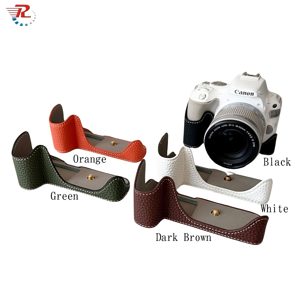 กระเป๋ากล้องหนังหรูหราครึ่งสําหรับ Canon EOS 250D 200DII 200D