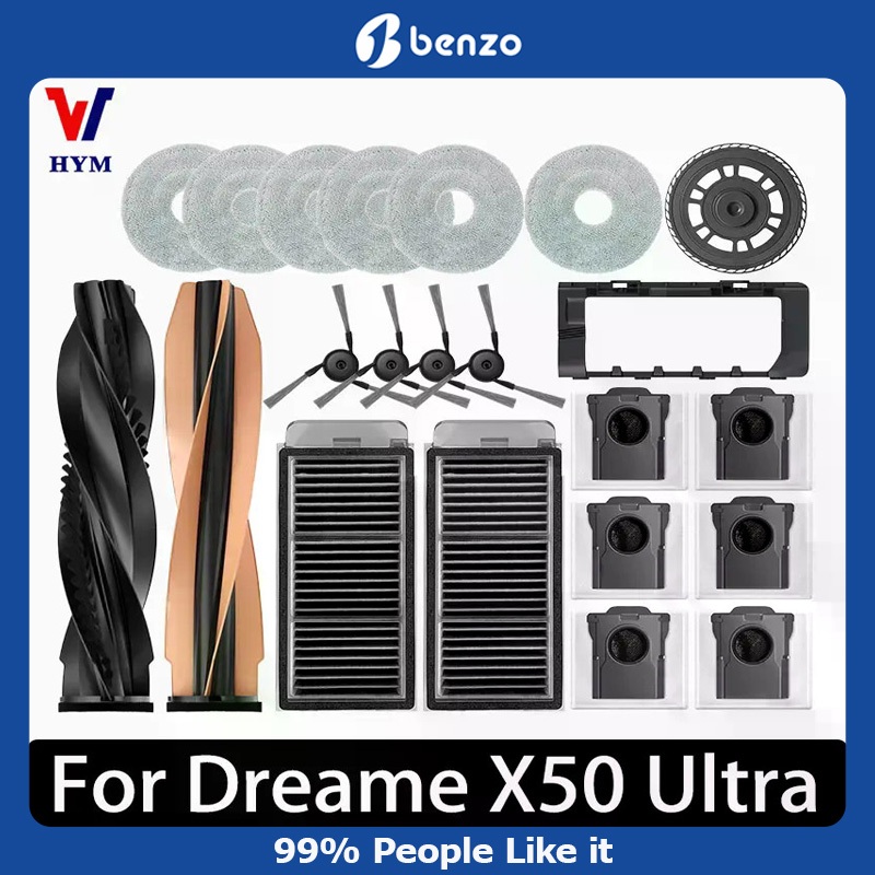 Dreame X50 Ultra X40 Pro S40 Enhanced Edition ชิ้นส่วนสูญญากาศหลักแปรงด้านข้าง Hepa Filter Mop ผ้าถุงเก็บฝุ่นอุปกรณ์เสริม