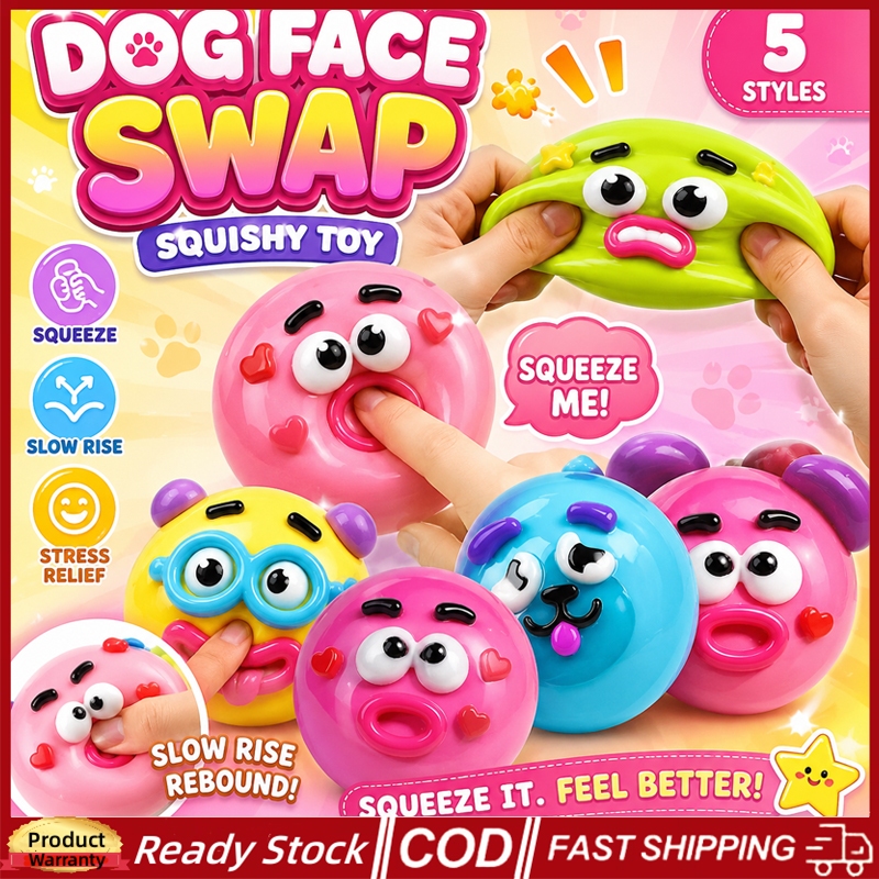 4pcs Curiosities สุนัข Face Swap Squishy ของเล่น, ยอดนิยม Smushers Squishy สุนัข Face Swap Squishy นุ่ม Moldable น่ารักช้า Rise Squeeze ของเล่น, ผ่อนคลาย Sensory Anxie
