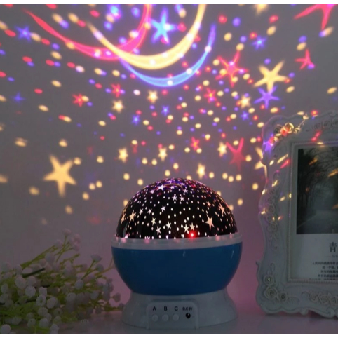 ไฟตกแต่ง แสงดาว รูปทรงลูกแก้ว หมุน 360° LED RGB โปรเจคเตอร์ หลายสี ลายดาว ห้องนั่งเล่น ข้างเตียง