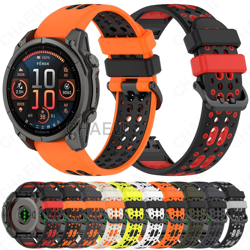 26 มม.22 มม.สายคล้องคอซิลิโคนสําหรับ Garmin Fenix 8 51mm 47mm 43mm / Fenix 7X / Fenix3 hr