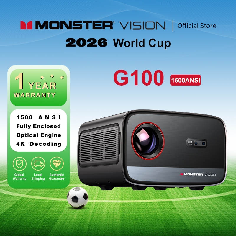 MONSTER G100 5 "LCD Full HD โปรเจคเตอร์ 1500ANSI IMAX 4K Home Cinema หน้าจออัตโนมัติ Fit การหลีกเลี่ยงอุปสรรคอัตโนมัติ