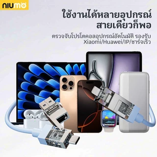 NIUMO-X3-ชาร์จไวพิเศษ 240W 4-in-1สายซิลิโคนเหลว + เคสใส + ไฟหายใจพร้อมอโรม่า｜สายเดียวใช้ได้ทุกอุปกรณ์｜ระบบป้องกันอัจฉริยะถนอมแบต｜รองรับ CarPlay + CarLife