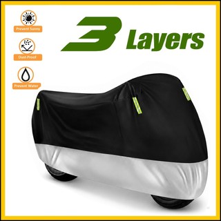 3 Layers Motorcycle Cover Dust UV Outdoor Protection Motor Cover Selimut Motorbike Cover All Season Universal Weather Waterproof Sun Outdoor Protection with Lock-Holes for Bike Motor Bicycle