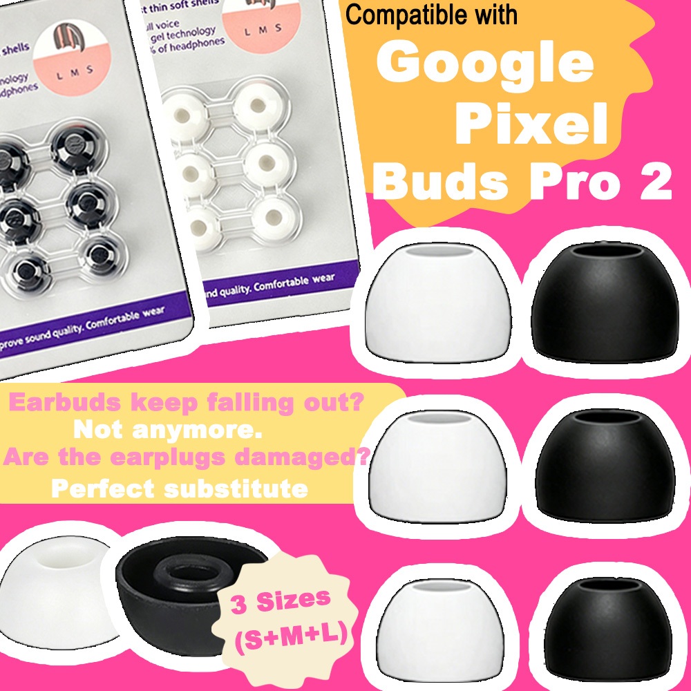 สําหรับ Google Pixel Buds Pro 2 จุกหูฟังซิลิโคนอ่อนนุ่ม S/M/L