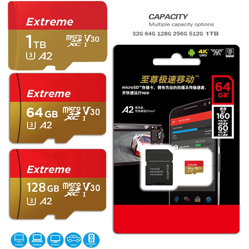 การ์ดหน่วยความจํา SD ความเร็วสูง 1TB 2TB การ์ดเกม Micro TF Card 128GB 256GB 512GB SD Card สําหรับการ