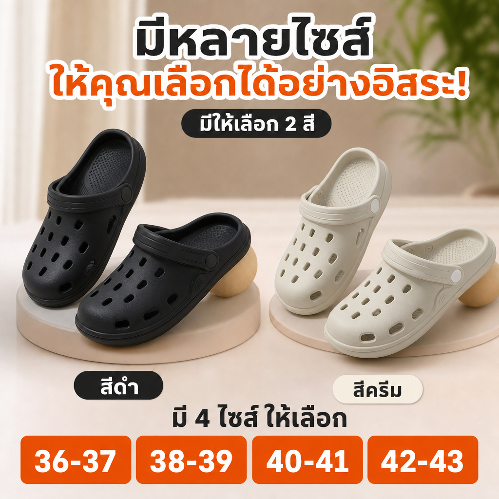 รองเท้าแตะหัวโต EVA ดีไซน์คลาสสิก รองเท้าแตะผู้ชาย รองเท้าแตะผู้หญิง ใส่ได้ทั้งชายหาดและทุกวัน พื้นนุ่มเหมือนเมฆ เบาจนลืมใส่ กันลื่น ไม่อับชื้น ขายดี สีคลาสสิก ไซส์ 36-43