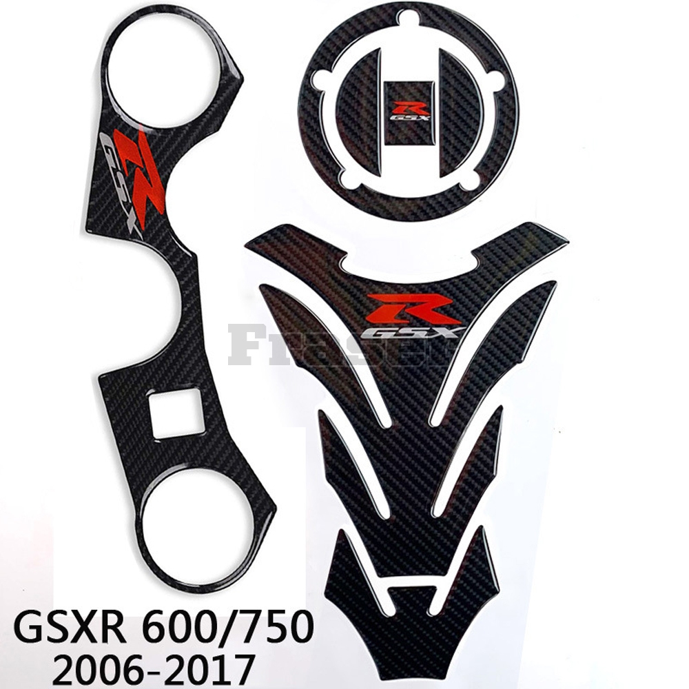 3D คาร์บอนไฟเบอร์รถจักรยานยนต์ Pad Protector Decal การใช้สติกเกอร์สําหรับ Suzuki GSXR 600 GSXR 750 K