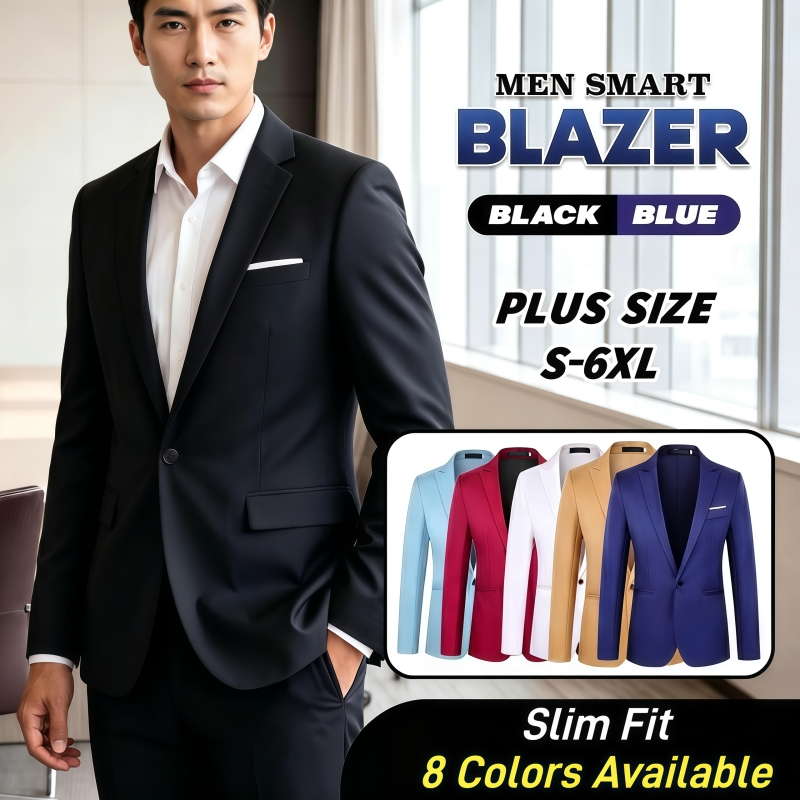 【Local Delivery】ผู้ชายขนาดบวกเสื้ออย่างเป็นทางการธุรกิจสีดําแจ๊กเก็ตแจ็คเก็ตลําลองเสื้อเกาหลีสํานักงานสูทสลิมฟิตทักซิโด้แต่งงาน