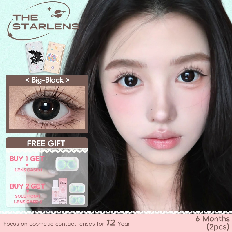 Starlens คอนแทคเลนส์ 1 คู่ DIA14.2-14.5 มม. คอนแทคเลนส์สีดําใหญ่ใช้สําหรับเกรดตาตุ๊กตา 6 เดือน(0.0~ 8.0)