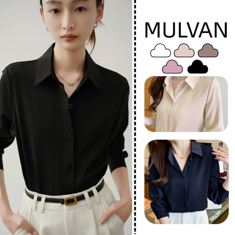 เสื้อเชิ้ตสีดำผู้หญิงแขนยาว, ชุดฤดูใบไม้ผลิและฤดูใบไม้ร่วง, เครื่องแต่งกายธุรกิจ, เสื้อหลวมด้านบนสําหรับสํานักงานและสัมภาษณ์