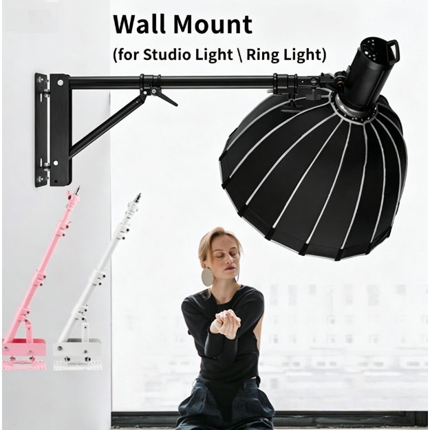 Light Boom แขนสามเหลี่ยมติดผนัง 102-180 ซม. พร้อมฐานสามเหลี่ยม สําหรับถ่ายภาพสตูดิโอ วิดีโอแฟลช Softbox ร่มสะท้อนแสง