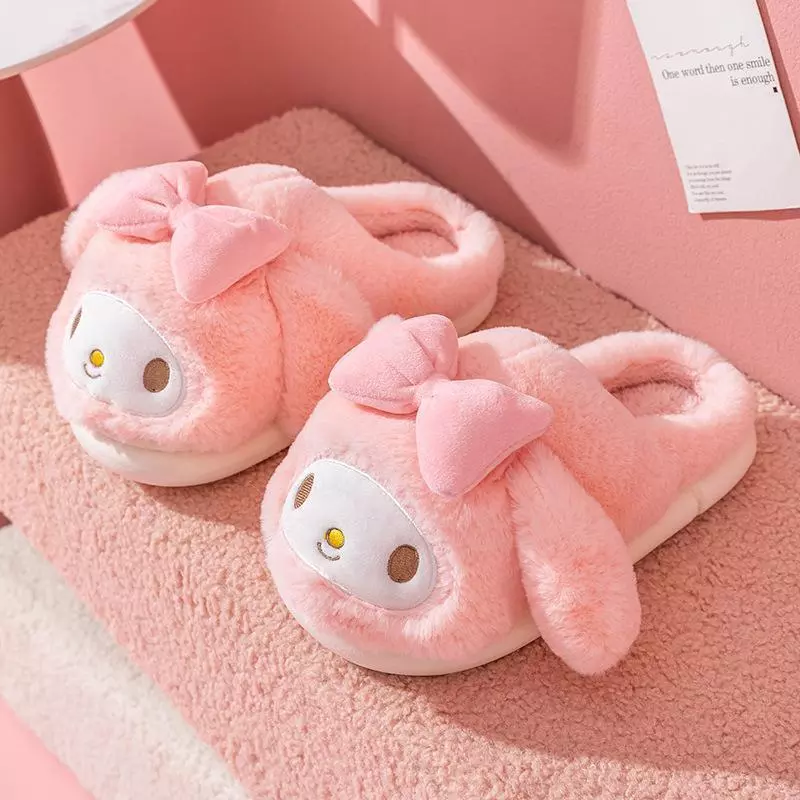 Melody ผู้ใหญ่และเด็ก Warm น่ารักการ์ตูน Plush รองเท้าแตะนุ่มในร่ม Anti slip ชั้นห้องนอนฤดูหนาวรองเท้า