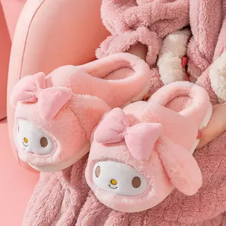 Melody ผู้ใหญ่และเด็ก Warm น่ารักการ์ตูน Plush รองเท้าแตะนุ่มในร่ม Anti slip ชั้นห้องนอนฤดูหนาวรองเท้า