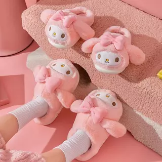Melody ผู้ใหญ่และเด็ก Warm น่ารักการ์ตูน Plush รองเท้าแตะนุ่มในร่ม Anti slip ชั้นห้องนอนฤดูหนาวรองเท้า