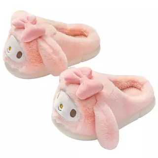 Melody ผู้ใหญ่และเด็ก Warm น่ารักการ์ตูน Plush รองเท้าแตะนุ่มในร่ม Anti slip ชั้นห้องนอนฤดูหนาวรองเท้า