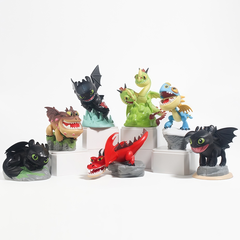 7 ชิ้น/เซ็ต 5-10 ซม.AnimeMini รูป Deadly Nadder Toothless Meatlug Hookfang PVC ตุ๊กตาตุ๊กตาของเล่น