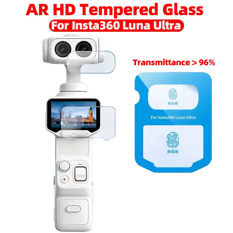 AR HD กระจกนิรภัยสําหรับ Insta360 Luna Ultra กล้องป้องกันหน้าจอ Full - หน้าจอครอบคลุม Anti - Glare Protetive ฟิล์มกล้องอุปกรณ์เสริม
