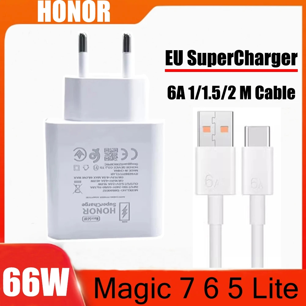 Original Honor 66W SuperCharge EU Fast Charger สําหรับ Honor Magic 8 7 6 Lite Pro V5 V3 V2 X9d X7d X