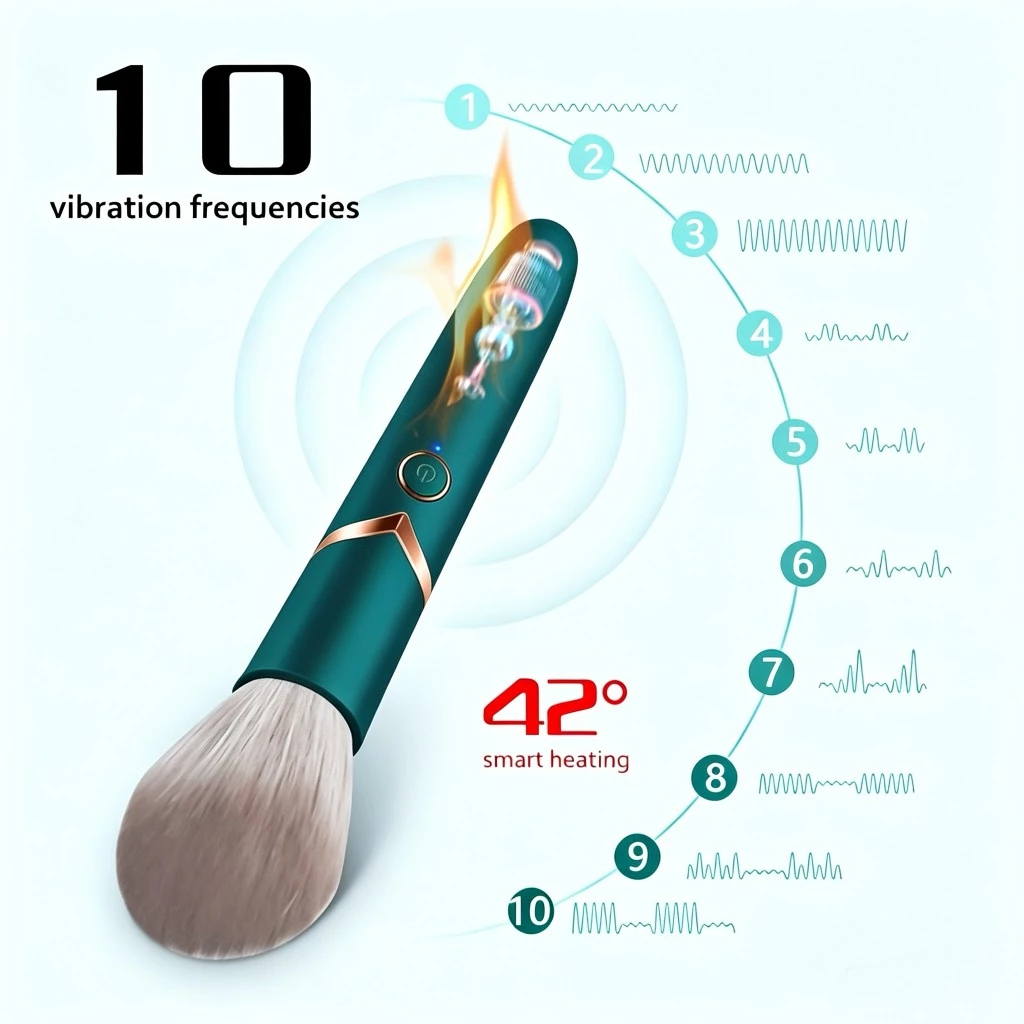 แปรงแต่งหน้าไฟฟ้าแบบสั่น ปรับความเร็ว 10 ระดับ ชาร์จ USB thumbnail 4