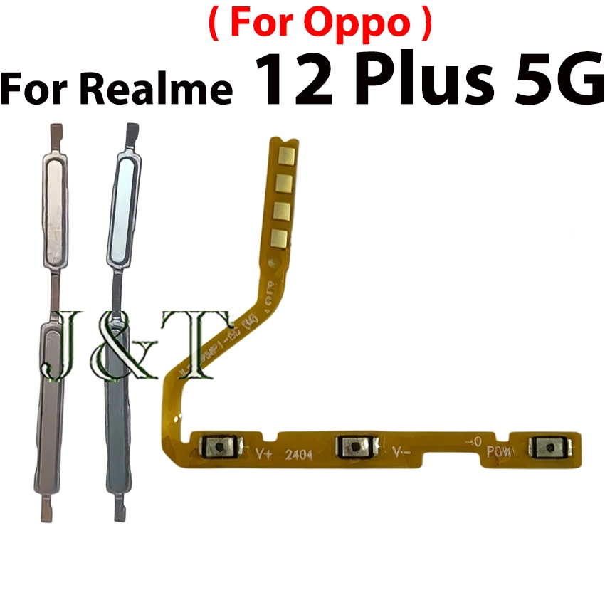 ปรับระดับเสียงสายไฟ Flex Cable สําหรับ Realme 12 Plus 5G 12+ ปุ่มปุ่มปิดระดับเสียงปุ่มขึ้นและลงด้านข้าง Flex Ribbon