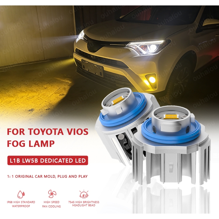 2pcs L1B หมอกสําหรับ Toyota Vios 2021-2025 XLE GE GR-S LED หมอกหลอดไฟ 3000k 6500k สีเหลืองทอง & สีขา