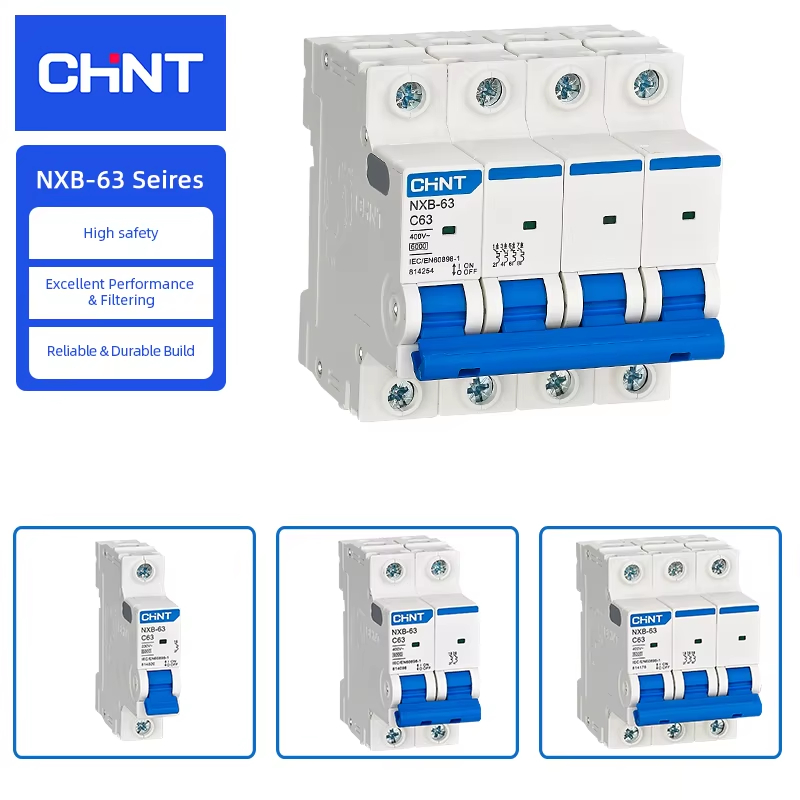 Chint Miniature Air Switch NXB-63 ประเภท C AC230V 6kA - 1P/1P + N/2P/3P/4P 10A-63A สําหรับครัวเรือนเ