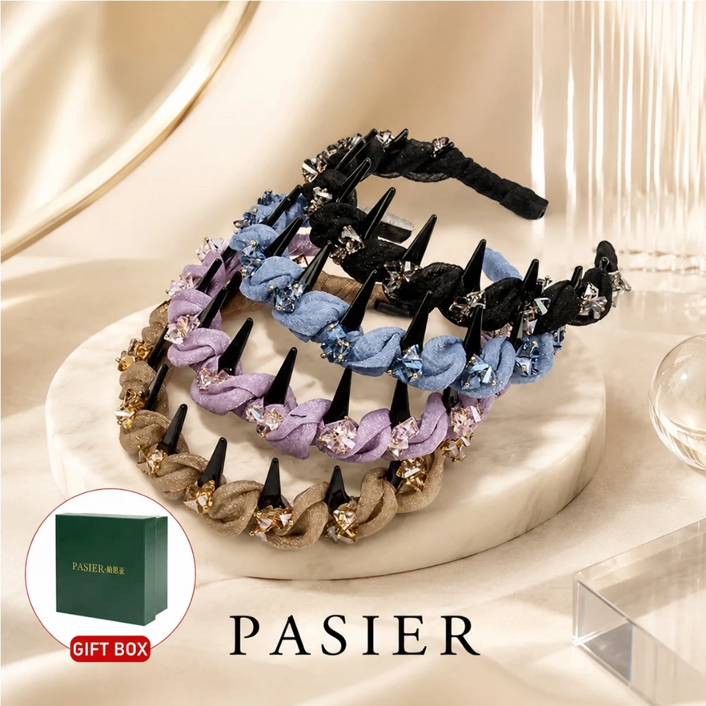 PASIER Paris Princess Hair Crown ผู้หญิง Handmade เครื่องประดับผมทุกวันชุด Party ของขวัญกล่อง FB2304-N