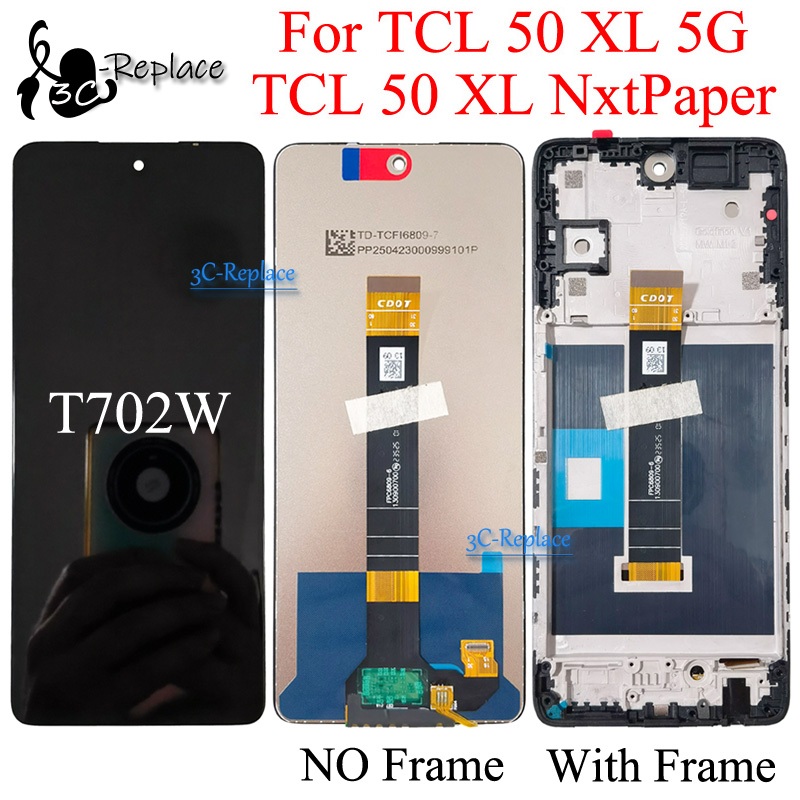 สีดํา 6.78 นิ้วสําหรับ TCL 50 XL 5G T702W TCL 50 XL NxtPaper LCD DIsplay Touch Screen Digitizer Asse