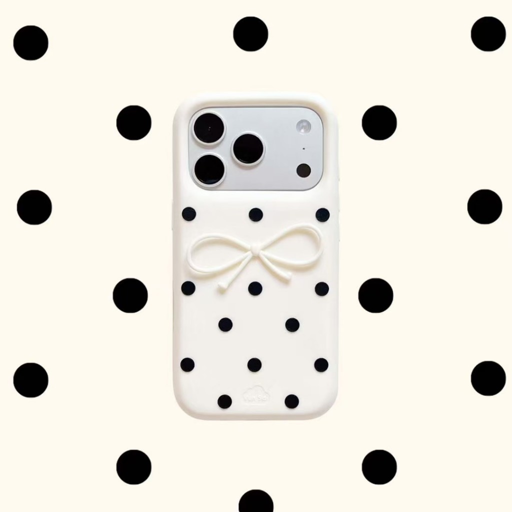 เคสโทรศัพท์ซิลิโคน Polka Dot Bow iPhone17 12ProMax/13/14/15/16/16Plus/16Pro/16ProMax Soft Case