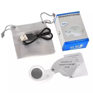 แว่นขยาย 60 เท่า พร้อมเลนส์ 25 มม. รองรับการชาร์จ Type-C และไฟ LED 9 ดวง เหมาะสําหรับสอบพระเครื่องพลอย