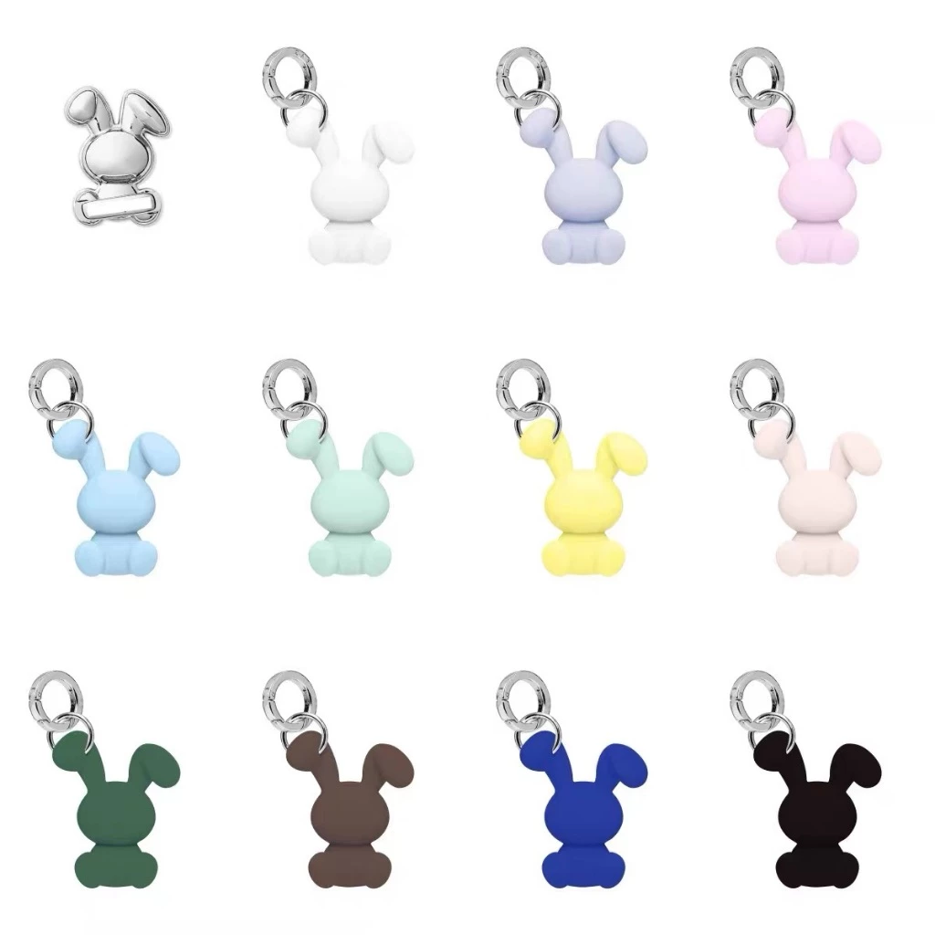 Street Wear Same Style Silicone Rabbit Key Ring Buckle All-Match Metal Chain Hook Phone Case Pendant Charm
