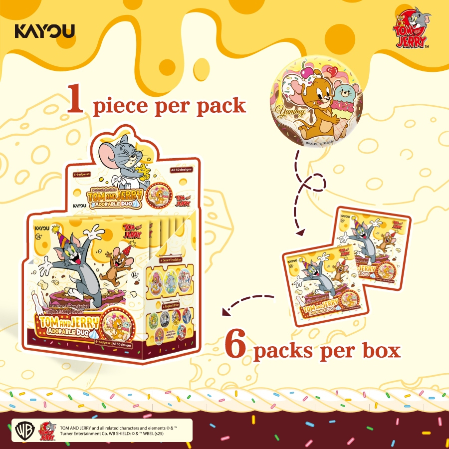 KAYOU Tom and Jerry-Tinplate Badge Series-Adorable Duo-SEA - TAJ-HZ-QMPD-001-SEA