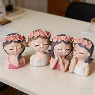 Form & Art 1/4PCS น่ารัก Fairy ดอกไม้หม้อเรซิ่นรูป Planter ดอกไม้หม้อสําหรับพืชเรซิ่นเครื่องประดับสําหรับ Desktop Home Office Decor FA