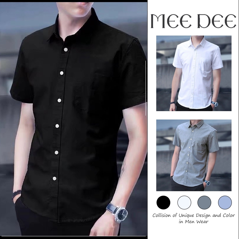 เสื้อเชิ้ตแขนสั้นผู้ชาย สไตล์มินิมอล สำหรับใส่ทำงานและลำลอง