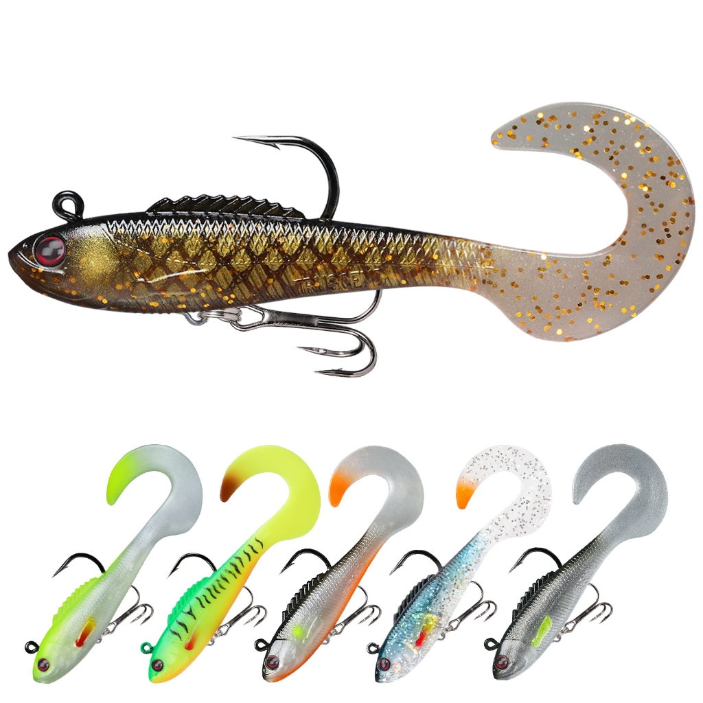 TRUSCEND Pre-Rigged Soft Fishing Lures, Well-Made Easy Catching Lures for Family Fishing