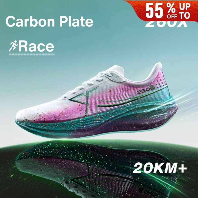 【xtep】260X | รองเท้าวิ่งแข่งแผ่นคาร์บอนมาราธอน สําหรับผู้ชาย 85% Racing Carbon plate Running Shoe