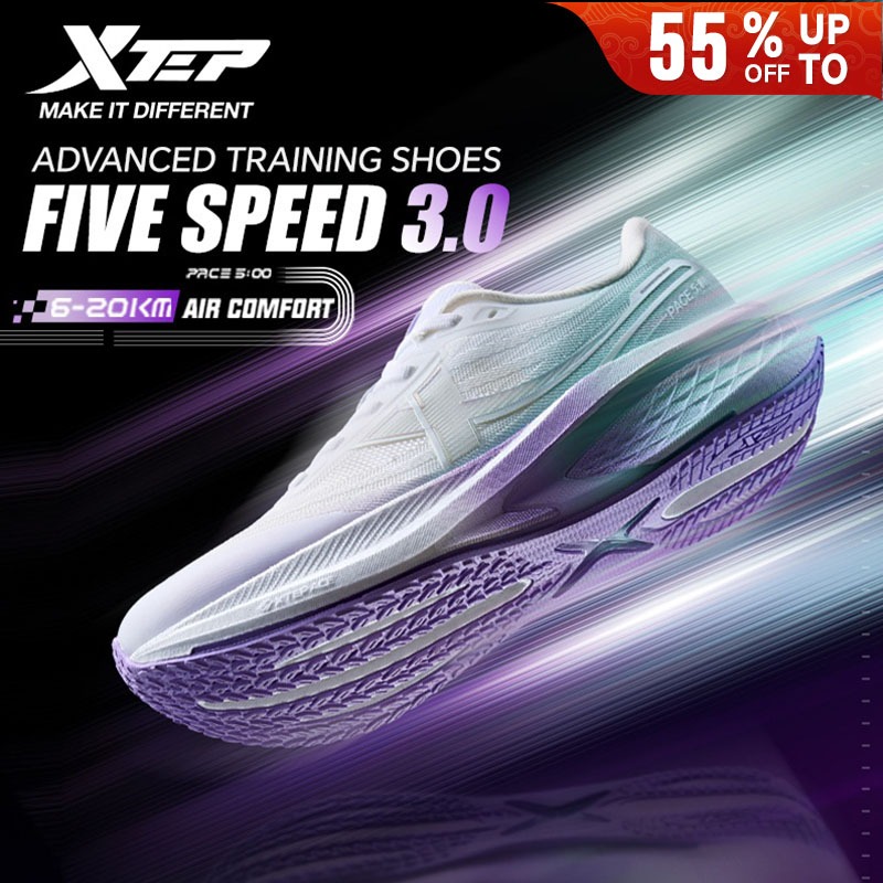 【xtep】Five Speed 3.0丨รองเท้าวิ่งผู้หญิงฤดูร้อนใหม่ระบายอากาศน้ําหนักเบากันกระแทกการฝึกอบรมรองเท้ากีฬา