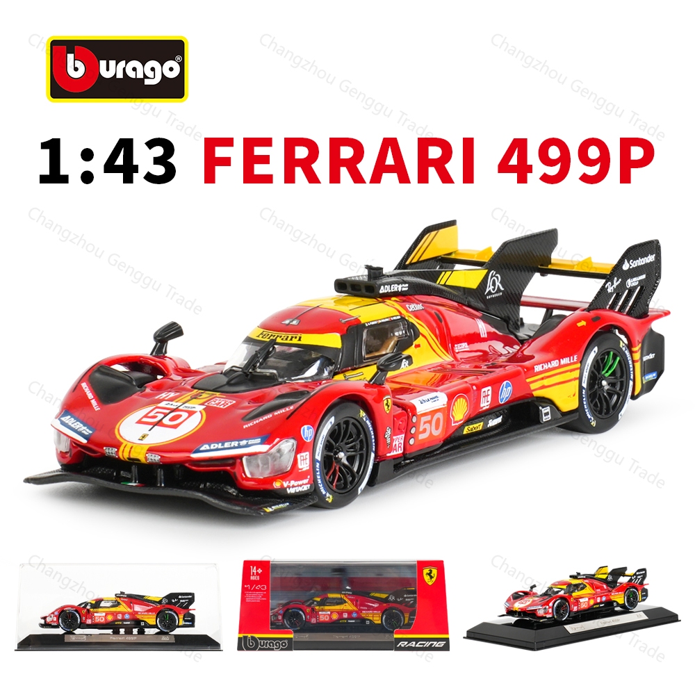 Bburago 1:43 Ferrari 499P 24H Le Mans Champion 2024 Static Die Castยานพาหนะสะสมรถแข่งของเล่น