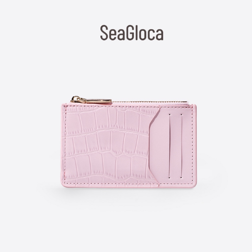 SeaGloca Slim Card Holder Wallet Chic Quilted Design with Gold Zipper Mini Purse for Women No 2609