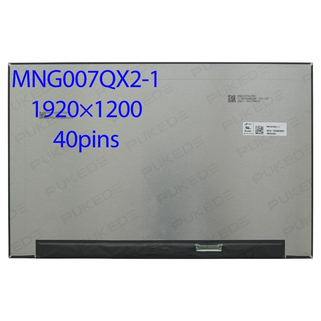16.0 "นิ้ว IPS แล็ปท็อปหน้าจอ LCD MNG007QX2-1 MNG007QX2-3 144Hz ความสว่าง 300 cd/m2 WUXGA 1920x1200 